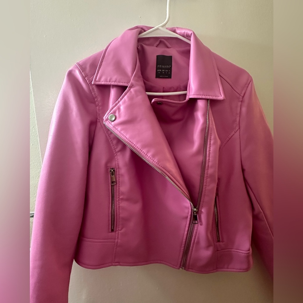 Primark Pink Faux Leather Cropped Jacket